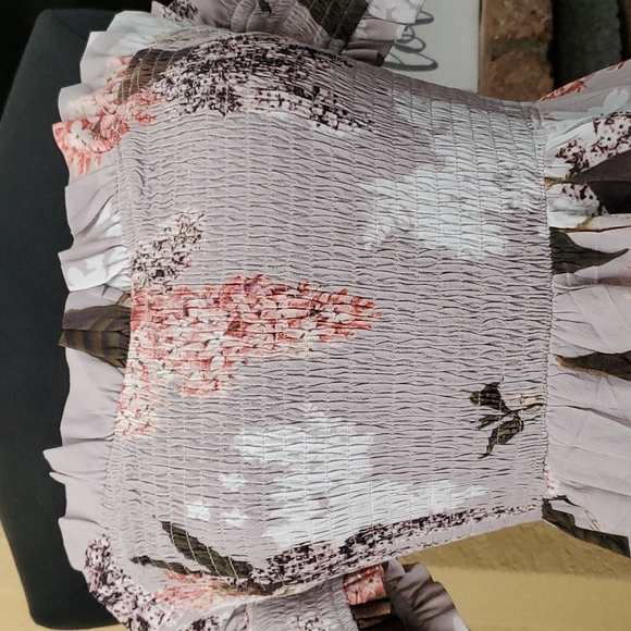 🛑SOLD🛑 🆕️ Lime Lush Taupe Floral Off Shoulder High Low Maxi Dress SIZE: M - Picture 5 of 13